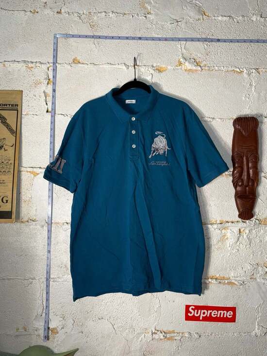 Automobili Lamborghini Large Bull Logo Polo Shirt Teal Size XL